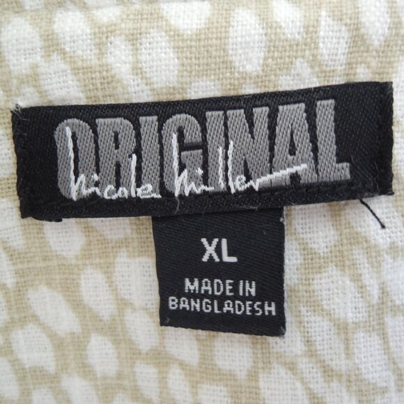 Nicole Miller Tan & White Linen Blend Shift Dress XL - Picture 8 of 9